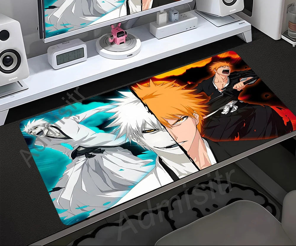 Large Mouse Pad Black White Anime BLEACH Mause Mats Gaming Accessories Office Gamer Keyboard Desk Mat Kurosaki Ichigo Mousepad
