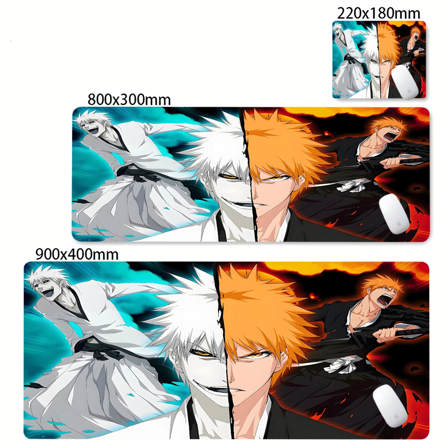 Large Mouse Pad Black White Anime BLEACH Mause Mats Gaming Accessories Office Gamer Keyboard Desk Mat Kurosaki Ichigo Mousepad