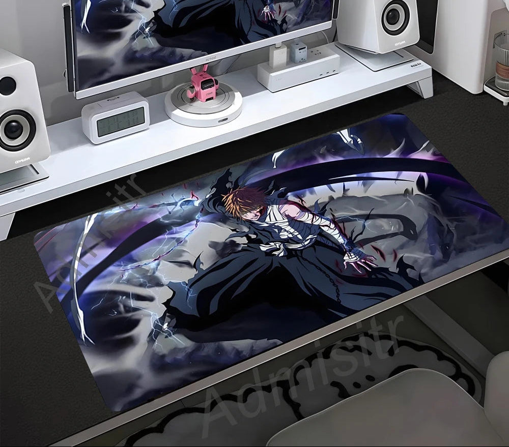 Large Mouse Pad Black White Anime BLEACH Mause Mats Gaming Accessories Office Gamer Keyboard Desk Mat Kurosaki Ichigo Mousepad
