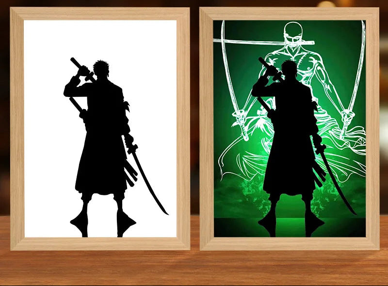 USB Plug in One Piece Zoro 3D LED Night Light Anime Lamp Light RGB Dimmable Table Light Bedroom Desk Decorative Gift Anime Fans